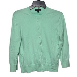 J. Crew 100% Cotton Button Up Sweater Cardigan Mint Size L Pearl Buttons Preppy
